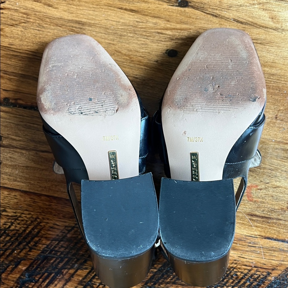Louise eat CIE Black Leather Sling Back Loafer Pumps Block Heel Sz 7 - Picture 11 of 14